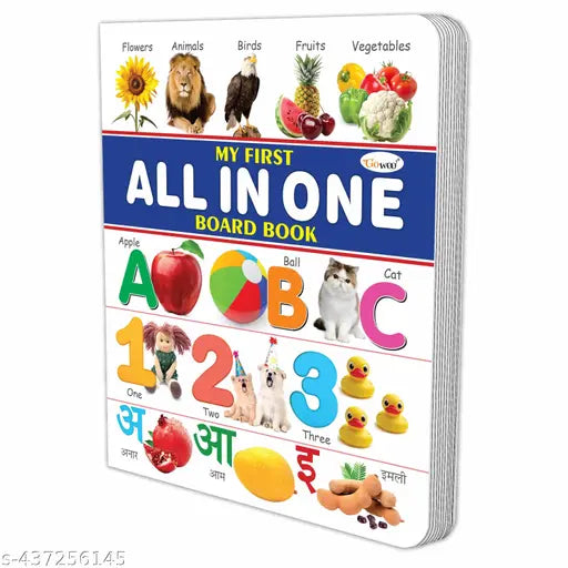 All In One Board Book English, Hindi, Math